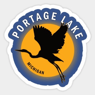 Portage Lake in Michigan Heron Sunrise Sticker